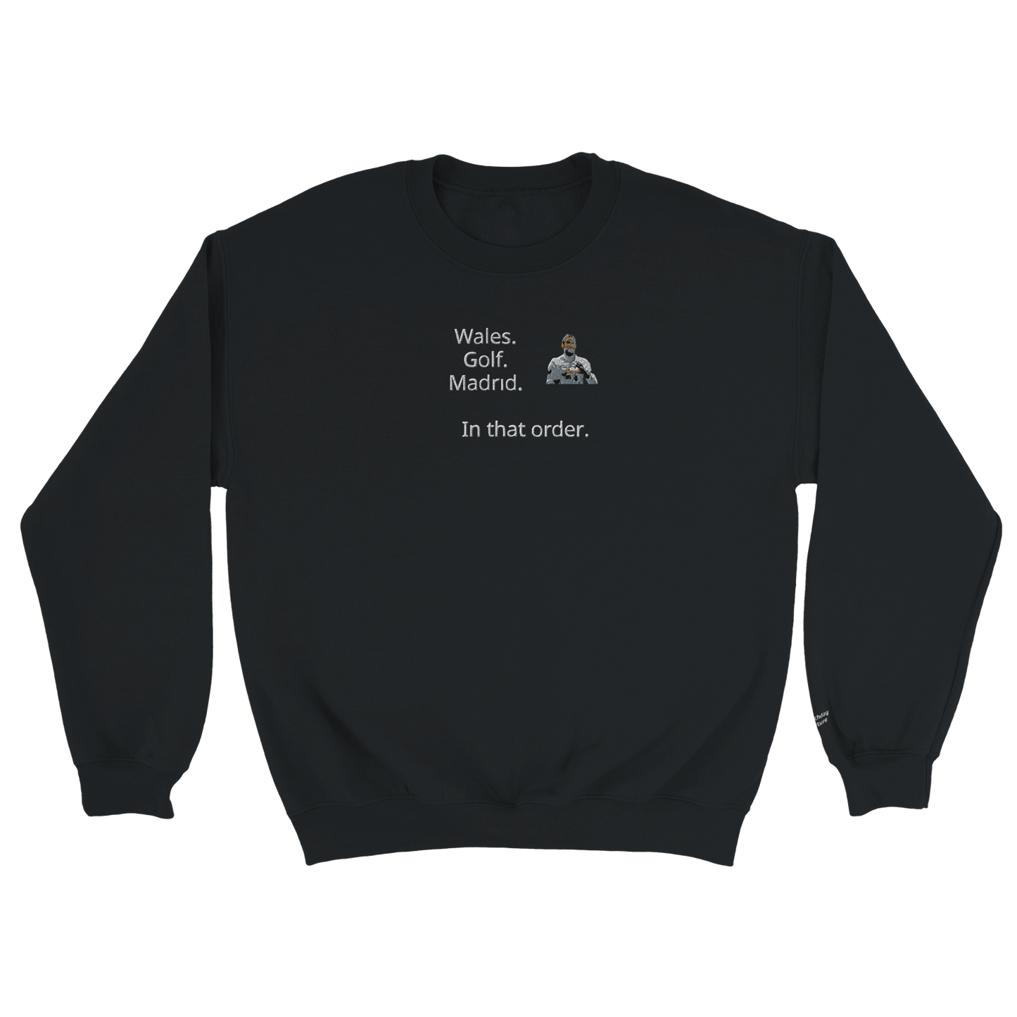 "Wales. Golf. Madrid." Embroidered Sweatshirt