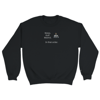 "Wales. Golf. Madrid." Embroidered Sweatshirt