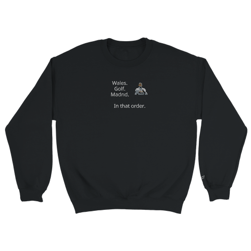 "Wales. Golf. Madrid." Embroidered Sweatshirt