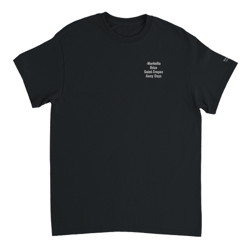"No Holidays, Just Away Days" Embroidered Tee (Black)