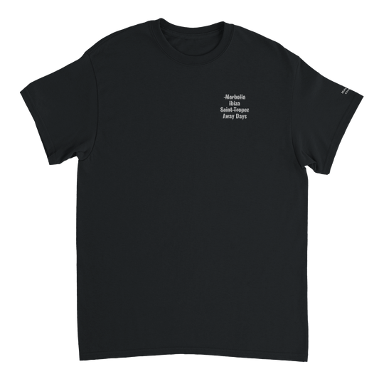 "No Holidays, Just Away Days" Embroidered Tee (Black)